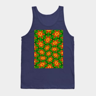 Red Blossom Pattern Tank Top